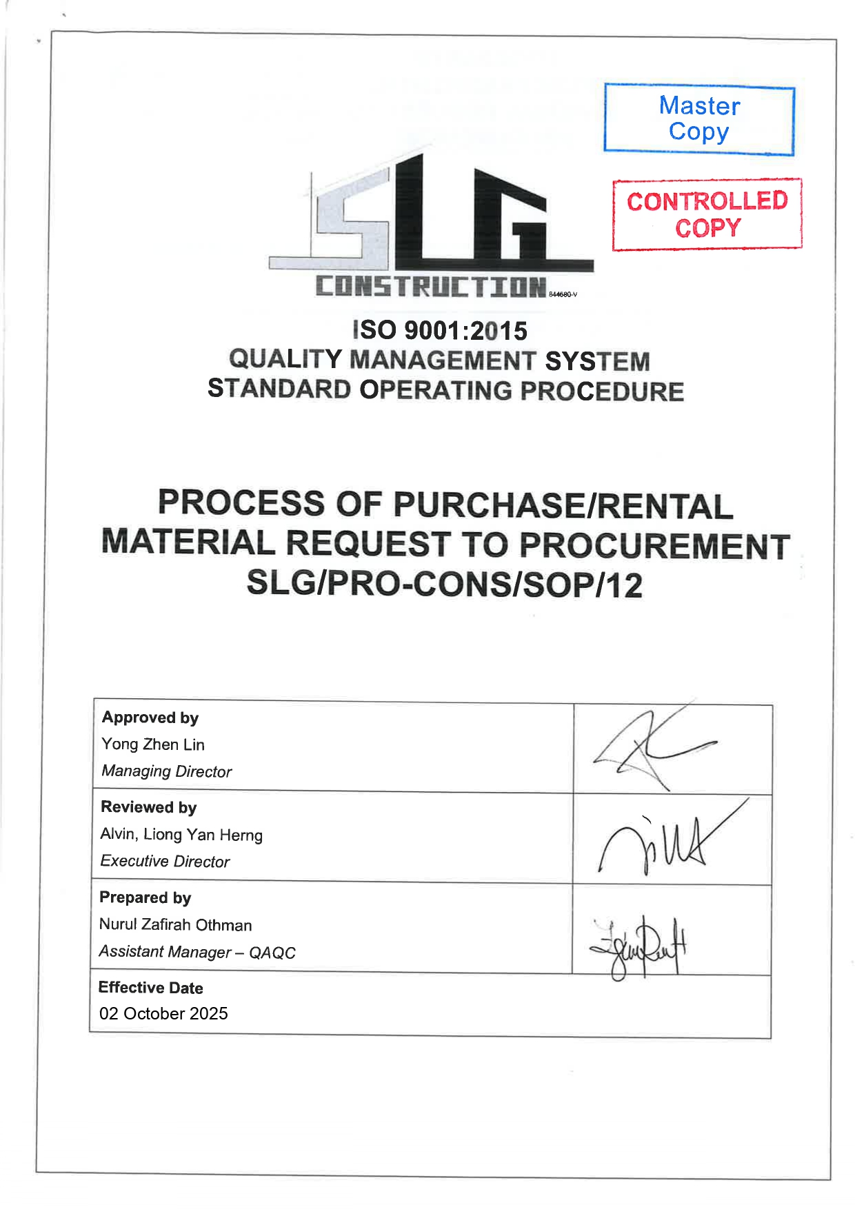 SLG-PRO-SOP Page 1